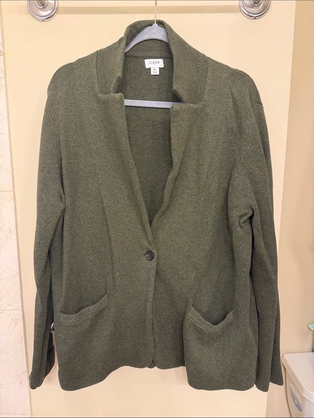 J. Crew Factory Olive Single-Button Knit Blazer